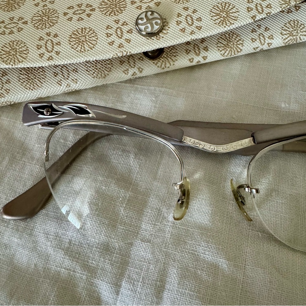 vintage retro 50s Bausch & Lomb cat eye aluminum glasses
